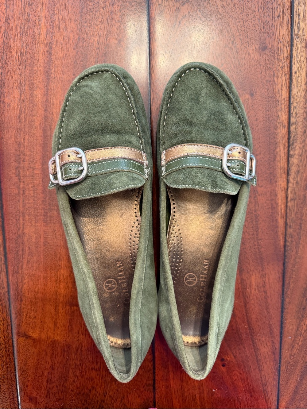 Cole Haan Green Suede Loafers - Picture 2 of 4